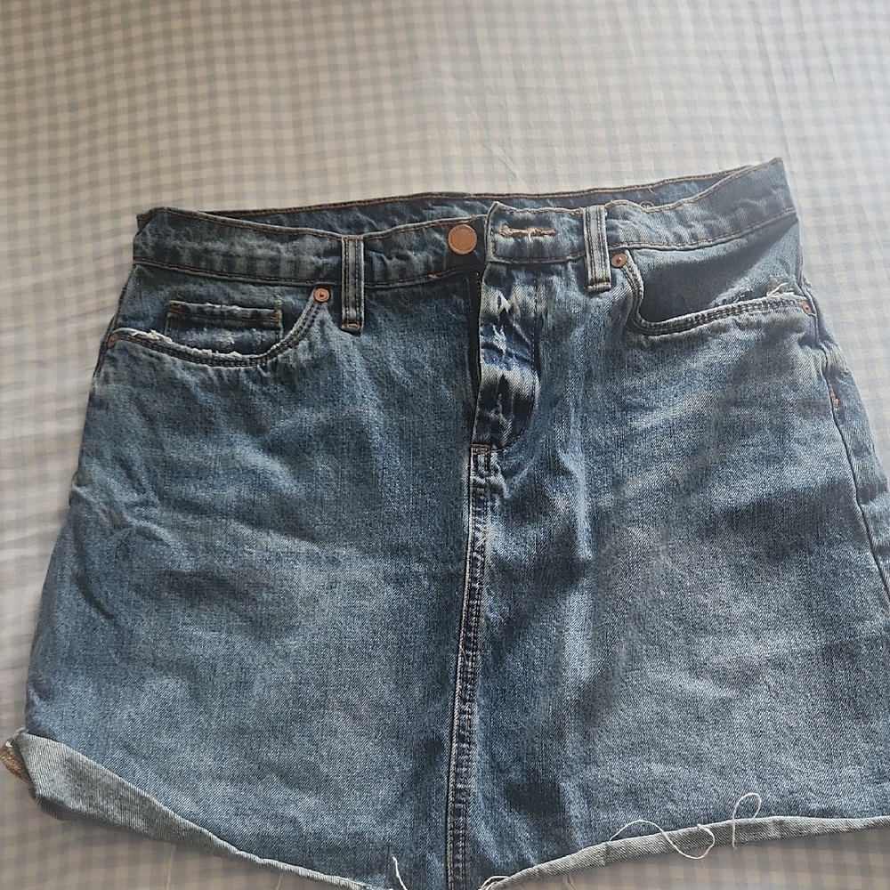 Blank NYC Distressed Blue Mini Skirt